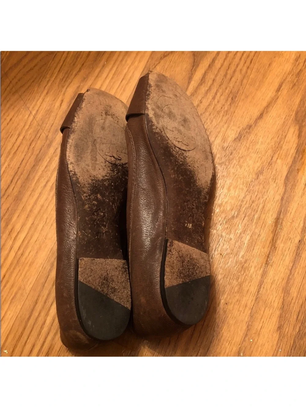 Tory Burch Brown Leather Ballet Flats with Gold Buckle Accent
